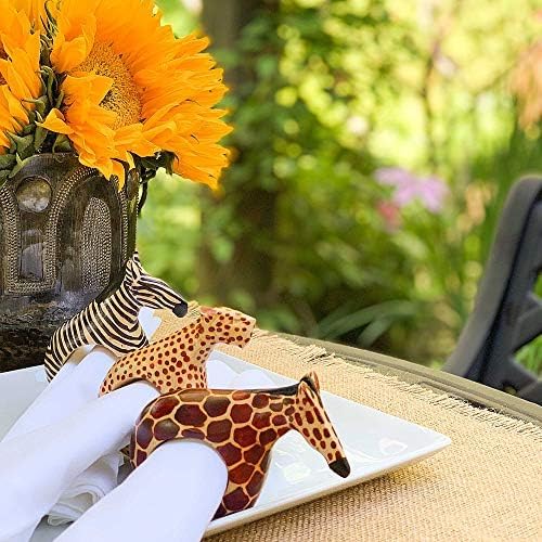 6 Hand-Carved Animal Napkin Rings
