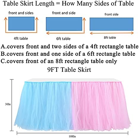 Gogoparty 9FT Tutu Table Skirt for Baby Showers and Party