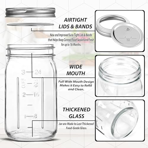 jar boss wide mouth mason jars 32 oz 6 pack