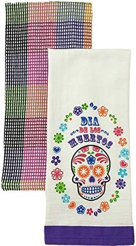 Celebrate Halloween Day of The Dead Skull Kitchen Towel Set 2 Piece