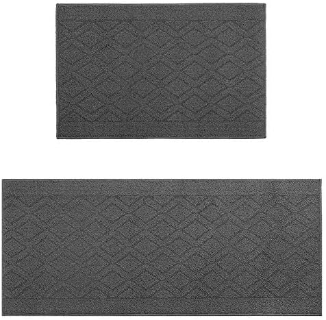 COSY HOMEER 48x20 Inch Kitchen Rug Mat Set Grey