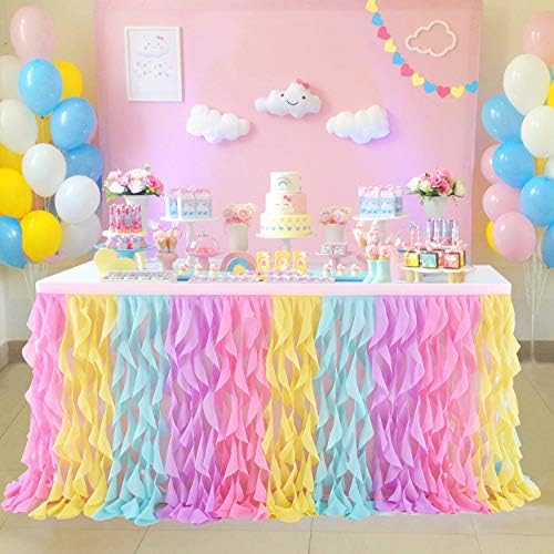 Rainbow Curly Willow Table Skirt