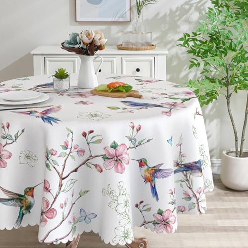Spring Round Tablecloth 70 Inches - Water Resistant and Stylish