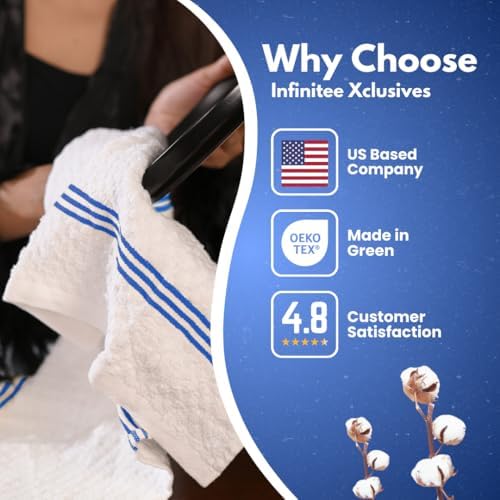 Premium 100 Cotton Kitchen Towels - Ultra Soft Absorbent 15x25 Inch Dish Towels