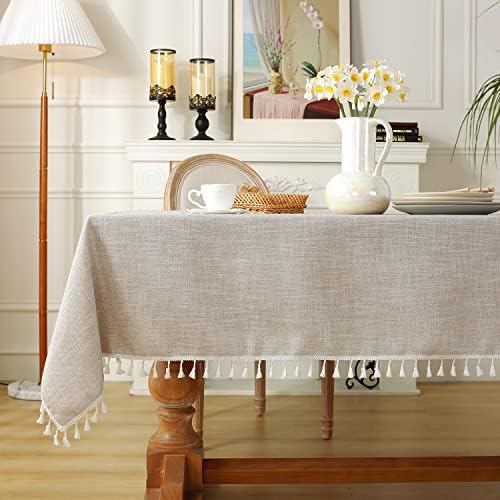 Laolitou Rustic Tablecloth Cotton Linen Waterproof Cloth for Home Kitchen 55x102
