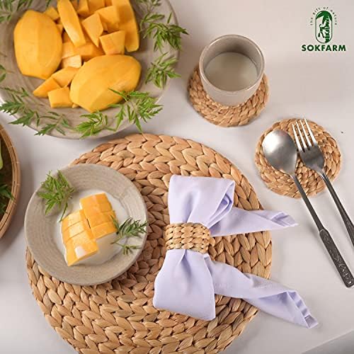 Water Hyacinth Napkin Rings Set of 12 Rustic Braided Design