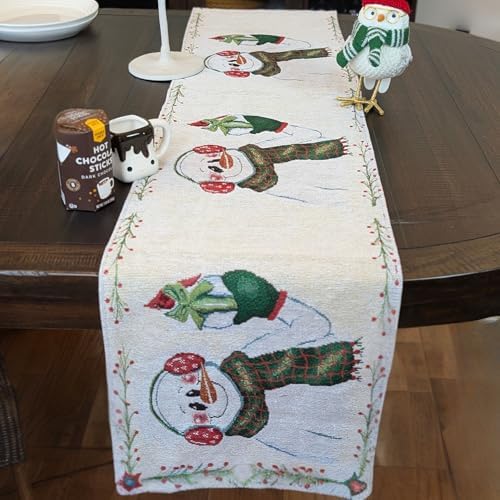 Elegant Winter Table Runner - Festive Snowman Design