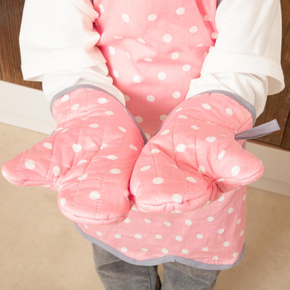 NEOVIVA Kids Apron and Oven Mitts Set for Play Kitchen