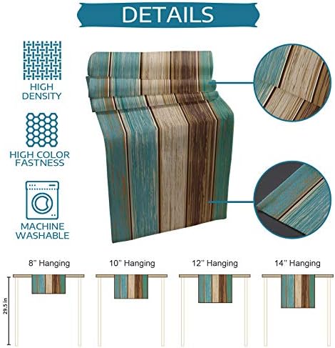 Vanderllin Table Runner Rustic Teal Turquoise 14x48 Barn-Textured Non-Slip Kitchen Use