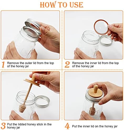 Honey Dipper Wooden Mason Jar 2PCS Set