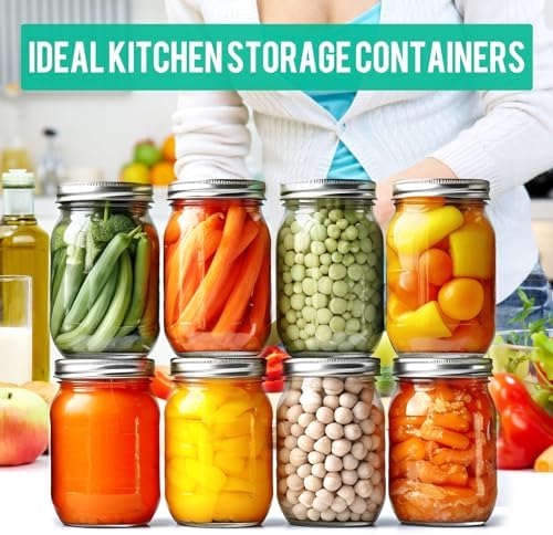 16oz Glass Mason Jars Set Eco-Friendly with Bands 15 Pack