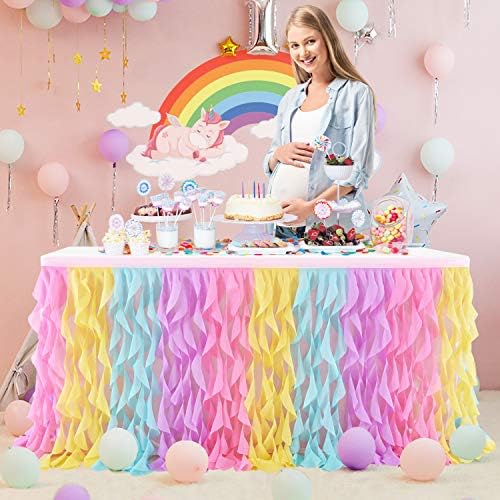 Rainbow Curly Willow Table Skirt
