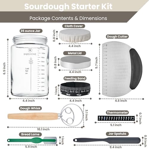 BareHome Sourdough Starter Jar Kit Proven Pro