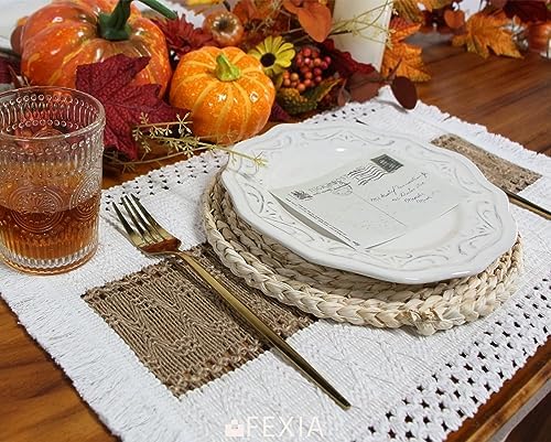FEXIA Boho Placemats Set of 6 - Fall Christmas Kitchen Linens