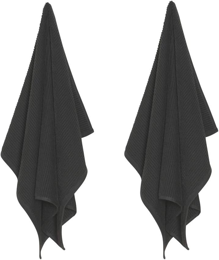 Now Designs Ripple Kitchen Towels Set of 2 Black - Declutter Your Kitchen Instantly