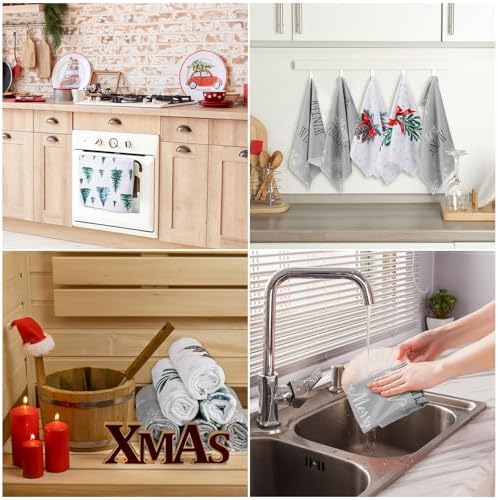 Macarrie 6 Pcs Christmas Kitchen Towels Set