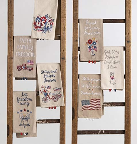 Patriotic Functional 20x26 Cotton Disk with Embroidered Truck Flags