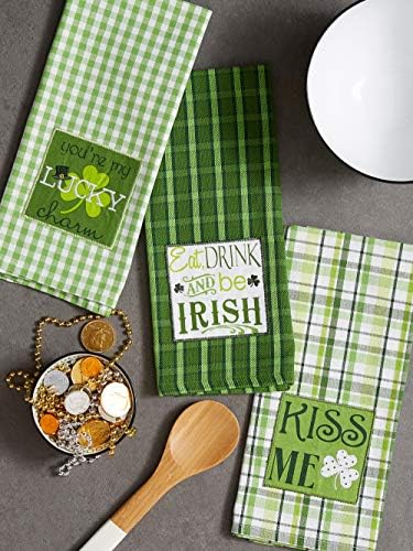 St Patricks Day 100 Cotton Dishtowel Set with Embroidered Design