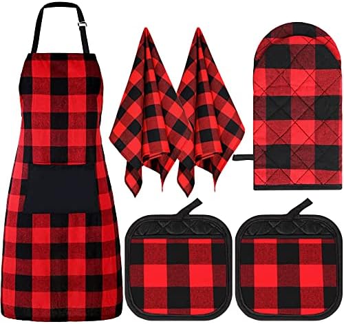 SATINIOR 6-Piece Buffalo Plaid Kitchen Set
