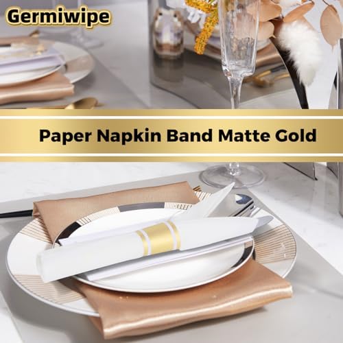 Germiwipe 200PCS Matte Gold Silverware Napkin Rings
