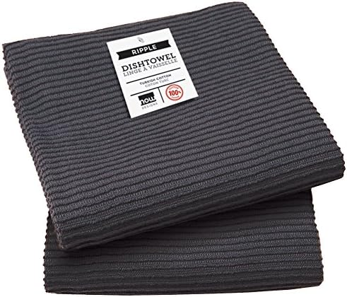 Now Designs Ripple Kitchen Towels Set of 2 Black - Declutter Your Kitchen Instantly
