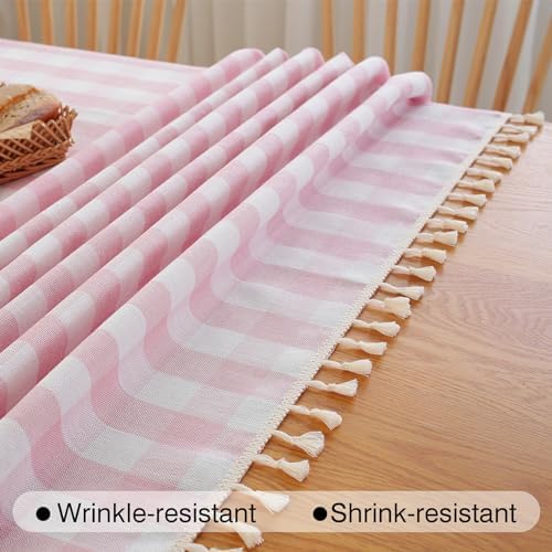 100 Cotton Checkered Tablecloth with Tassels