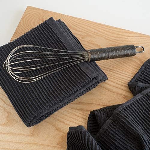 Now Designs Ripple Kitchen Towels Set of 2 Black - Declutter Your Kitchen Instantly