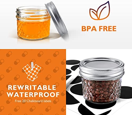 Asika Mini Glass Jars Canning Jars 4 oz With Lids