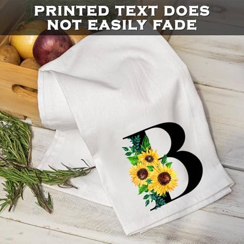 Monogrammed Sunflower Hand Towels Personalized Initial Kitchen Gifts for Women