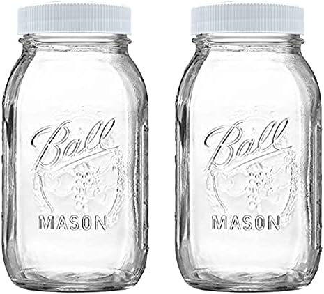 Pack of 2 32 oz Zestier Mason Jars with White lids