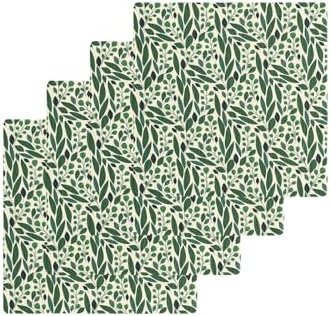 Fresh Soft Tree Leaf Waffle Kitchen Dish Towels Set of 4 12x12