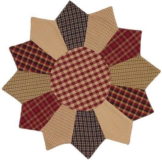 Cozy Primitive Farmhouse Cranberry Patchwork Candle MAT Star Doily 13