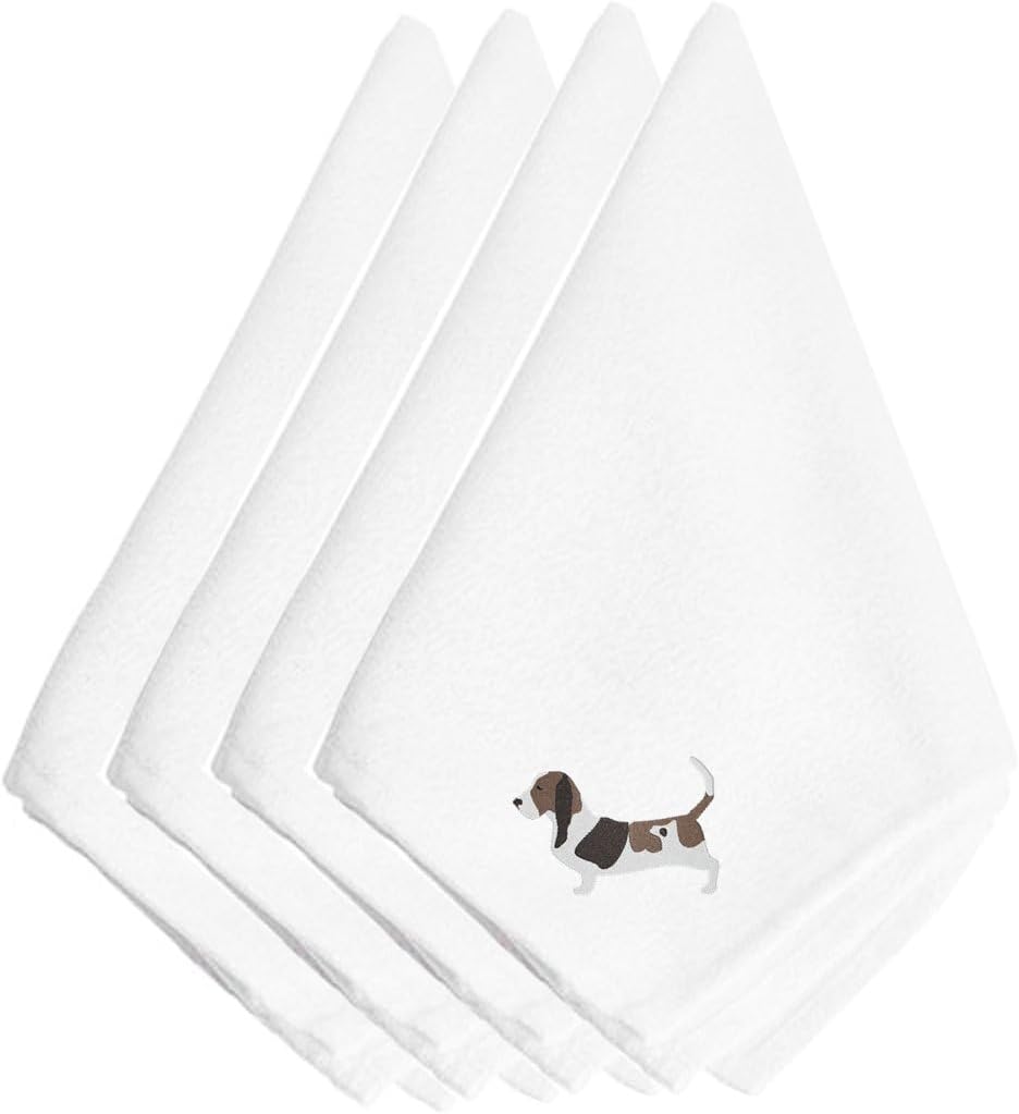 Carolines Treasures Basset Hound Embroidered Napkins Set of 4