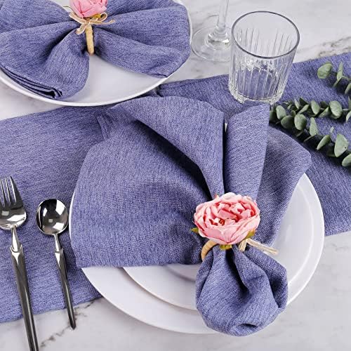 FEKIDO Handcraft Flower Napkin Rings Set of 6 Pink Peony