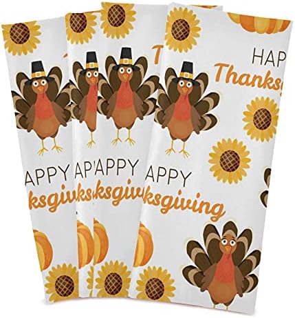 Perfect Thanksgiving Kitchen Set Soft Absorbent Turkey Sunflower Dish Towels