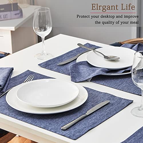 Mebakuk Cloth Placemats Machine Washable Denim Blue Place Mats for Kitchen Use