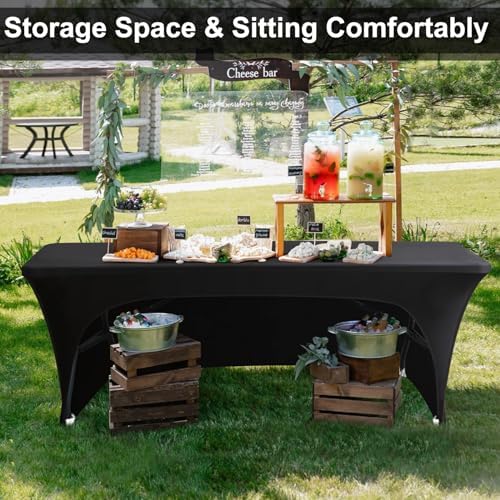 ABCCANOPY 6 ft Black Stretch Table Cover Open Back Fitted