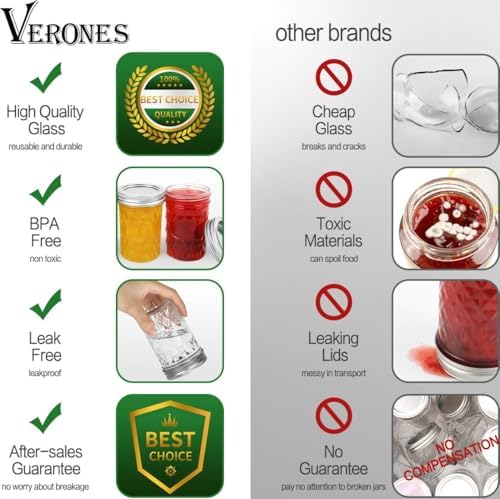 Verones 15-Piece 8oz Mason Jars Set