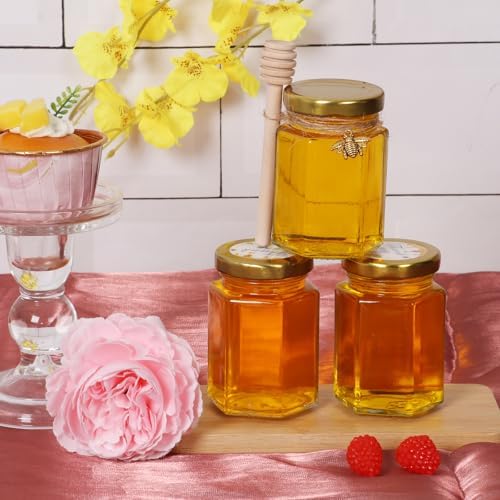 Bigivaca 4 oz Glass Honey Jars with ejected caps 30 pack