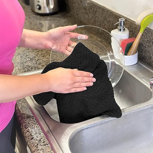 Premium Dishcloth Set - Black 100 Cotton