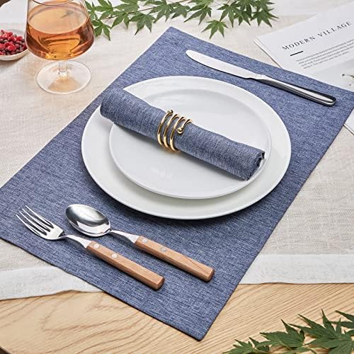 Mebakuk Cloth Placemats Machine Washable Denim Blue Place Mats for Kitchen Use