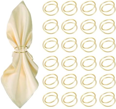 Versatile Gold Napkin Rings 24-Pack