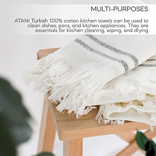 ATANI Turkish Kitchen Towels 3 Set Pure Turkish Cotton Quick-Dry Dish Towels