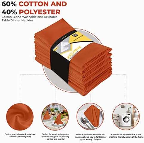 Utopia Kitchen Orange Cloth Napkins 12-Pack