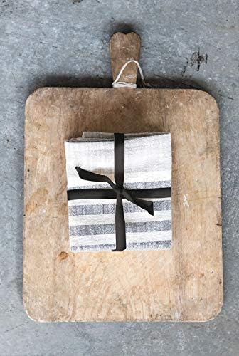 Creative Co-Op Striped Cotton Tea Towels Set of 3 Tan Grey
