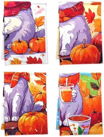Oeught Autumn Themed Kitchen Towel Set 4Pcs 1