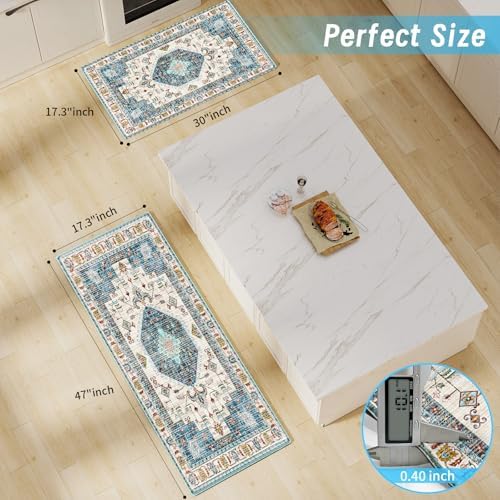 HappyTrends Boho Anti-Fatigue Kitchen Mat Set for Ergonomic Comfort