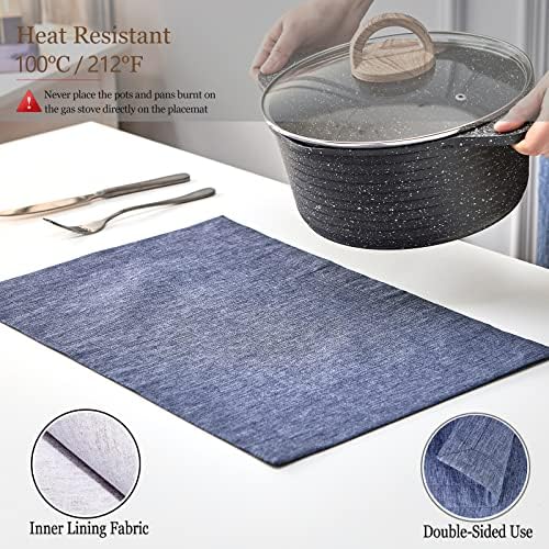 Mebakuk Cloth Placemats Machine Washable Denim Blue Place Mats for Kitchen Use