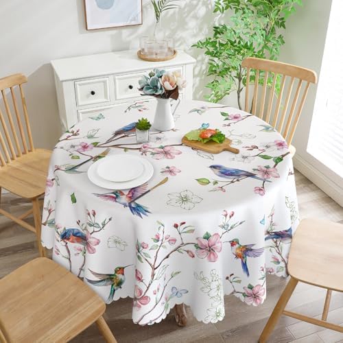 Spring Round Tablecloth 70 Inches - Water Resistant and Stylish