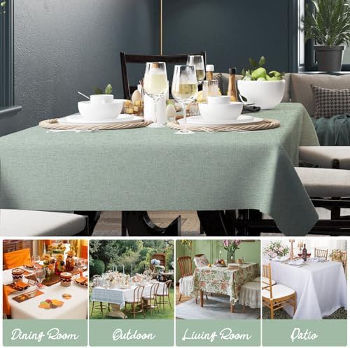 Poposa Rectangle Tablecloth Sage Green Water Resistant Stain-Resistant 52x70